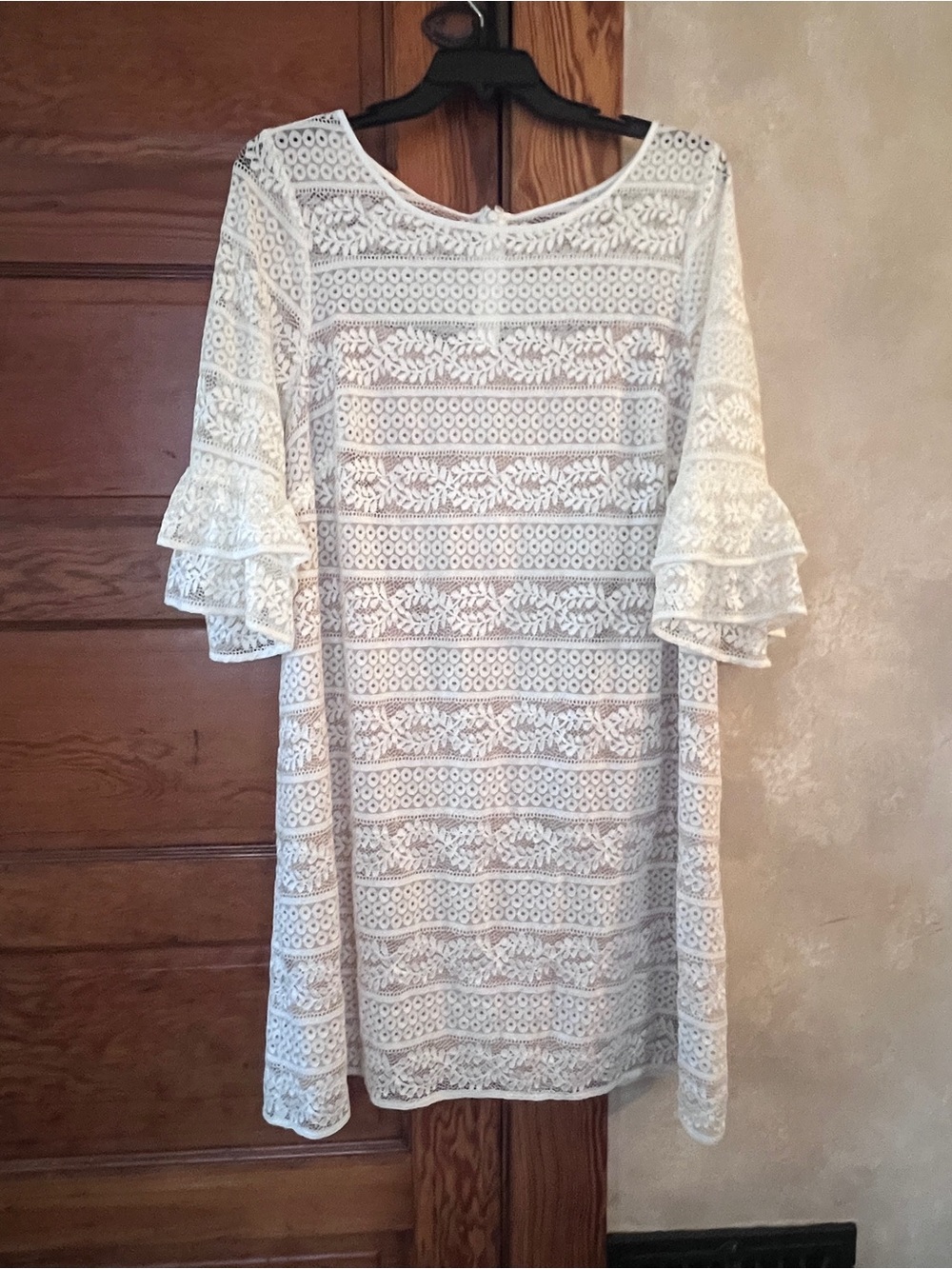 Jessica Howard Women’s Bohemian White Lace Dress Size 20W Flared 3/4 Sleeve